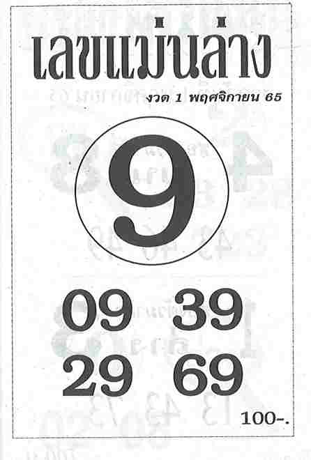 แทงหวย หวยเลขแม่นล่าง 1/11/65