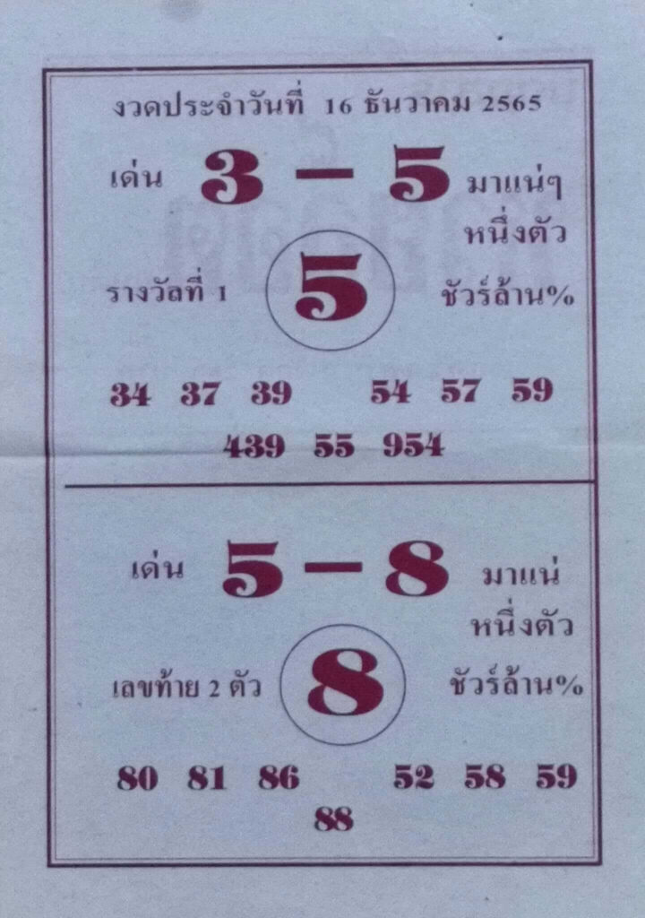 เว็บหวย หวยล็อต 16/12/65