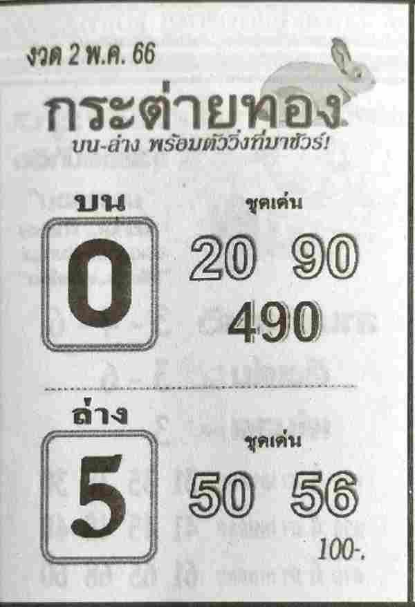 หวยดัง กระต่ายทอง 2/5/66