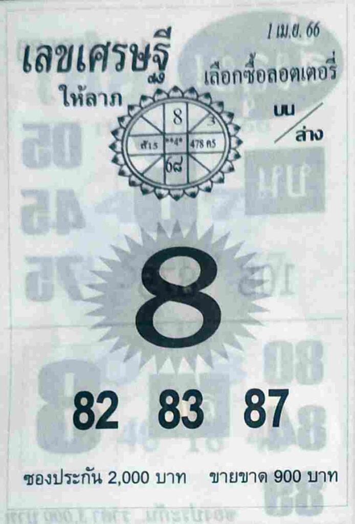 เลขเด็ด เศรษฐี 1/4/66