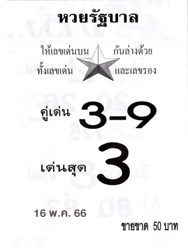 หวยเด็ด รัฐบาล 16/5/66