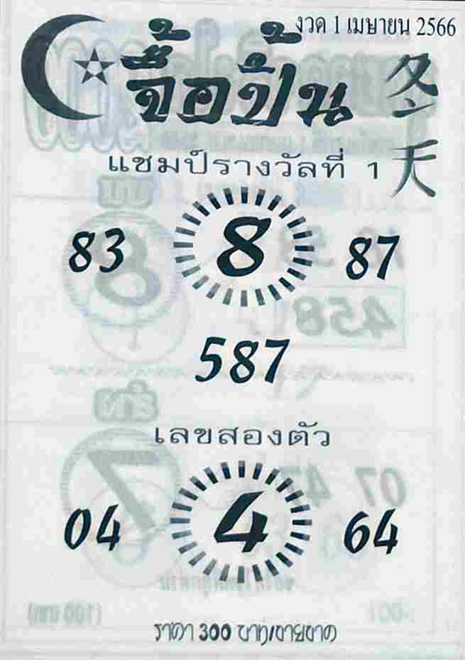 เลขเด็ดจื้อปิ้น 1/6/66