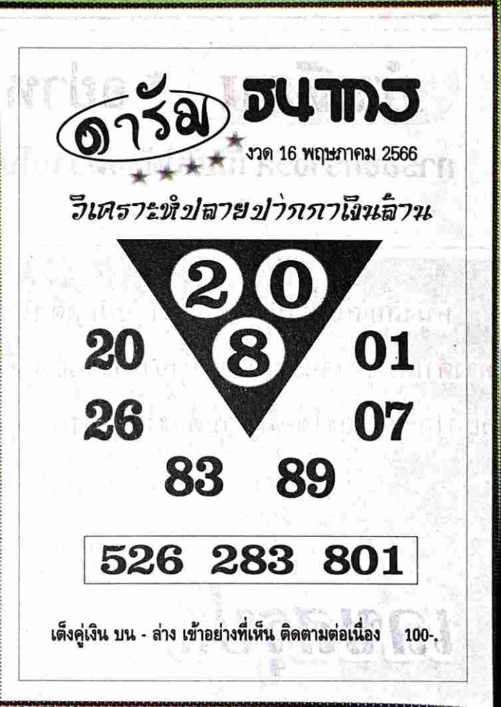 หวยเด็ดดารัม 16/5/66