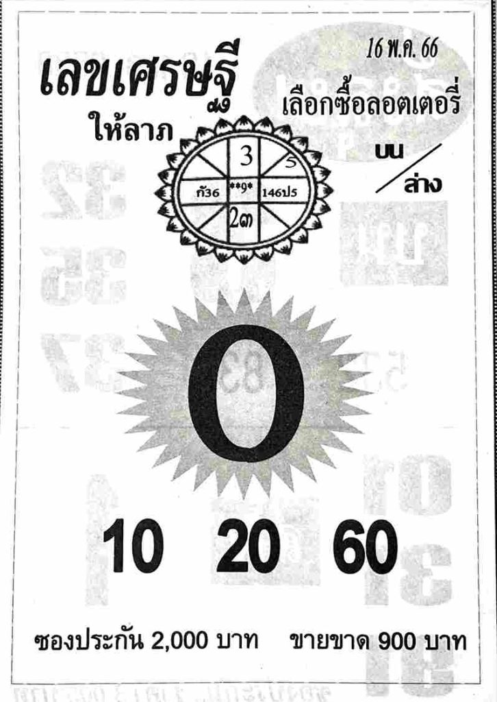 หวยเลขเศรษฐี 16/5/66